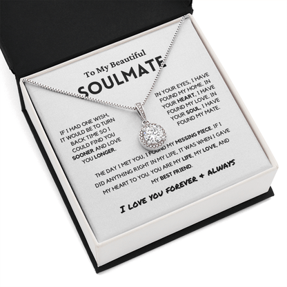 Soulmate - Missing Piece - Eternal Hope Necklace | Romantic Gift for Wife, Fiancé, Girlfriend, Valentine's Day Present 0201aE