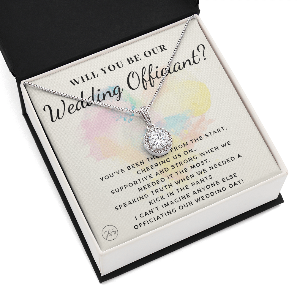 Wedding Officiant Proposal Gift | Will You Marry Us? Will You Be Our Officiant? For Friends, Best Friend Bestie Necklace Bridal Party 0817dE
