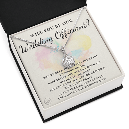 Wedding Officiant Proposal Gift | Will You Marry Us? Will You Be Our Officiant? For Friends, Best Friend Bestie Necklace Bridal Party 0817dE