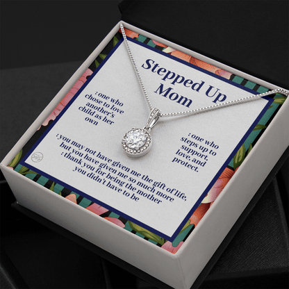 Stepped Up Mom | Mother's Day Gift for Stepmom, Bonus Mom, Stepmother, Grandma, Second Mama, From Step Daughter Son, Birthday, Foster 0317gE