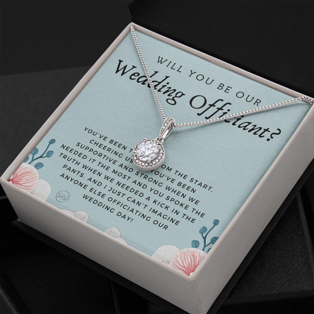 Wedding Officiant Proposal Gift | Will You Marry Us? Will You Be Our Officiant? For Friends, Best Friend Bestie Necklace Bridal Party 0817eE