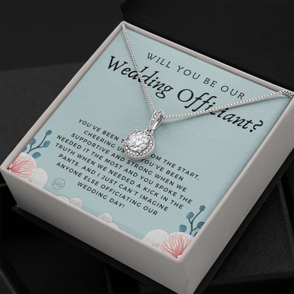Wedding Officiant Proposal Gift | Will You Marry Us? Will You Be Our Officiant? For Friends, Best Friend Bestie Necklace Bridal Party 0817eE