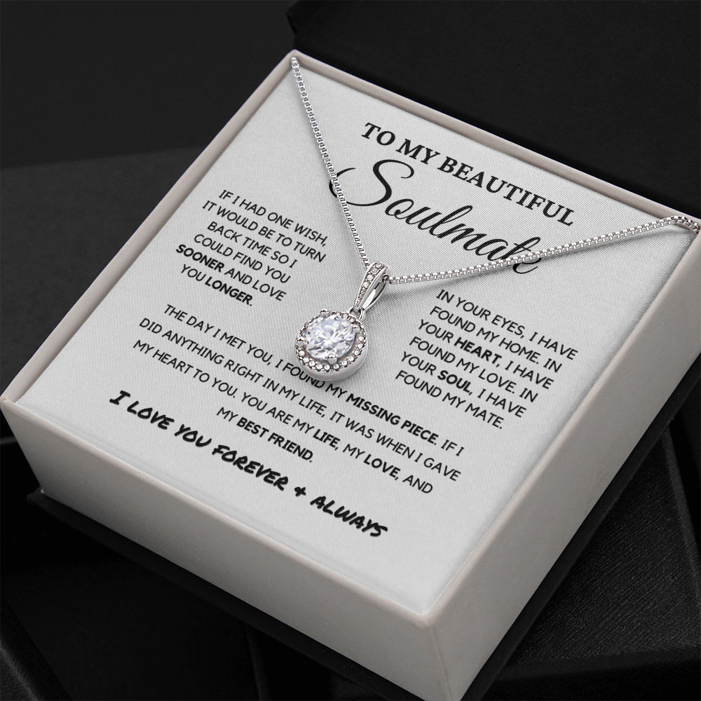 Soulmate - Missing Piece - Eternal Hope Necklace | Romantic Gift for Wife, Fiancé, Girlfriend, Valentine's Day Present 0201bE