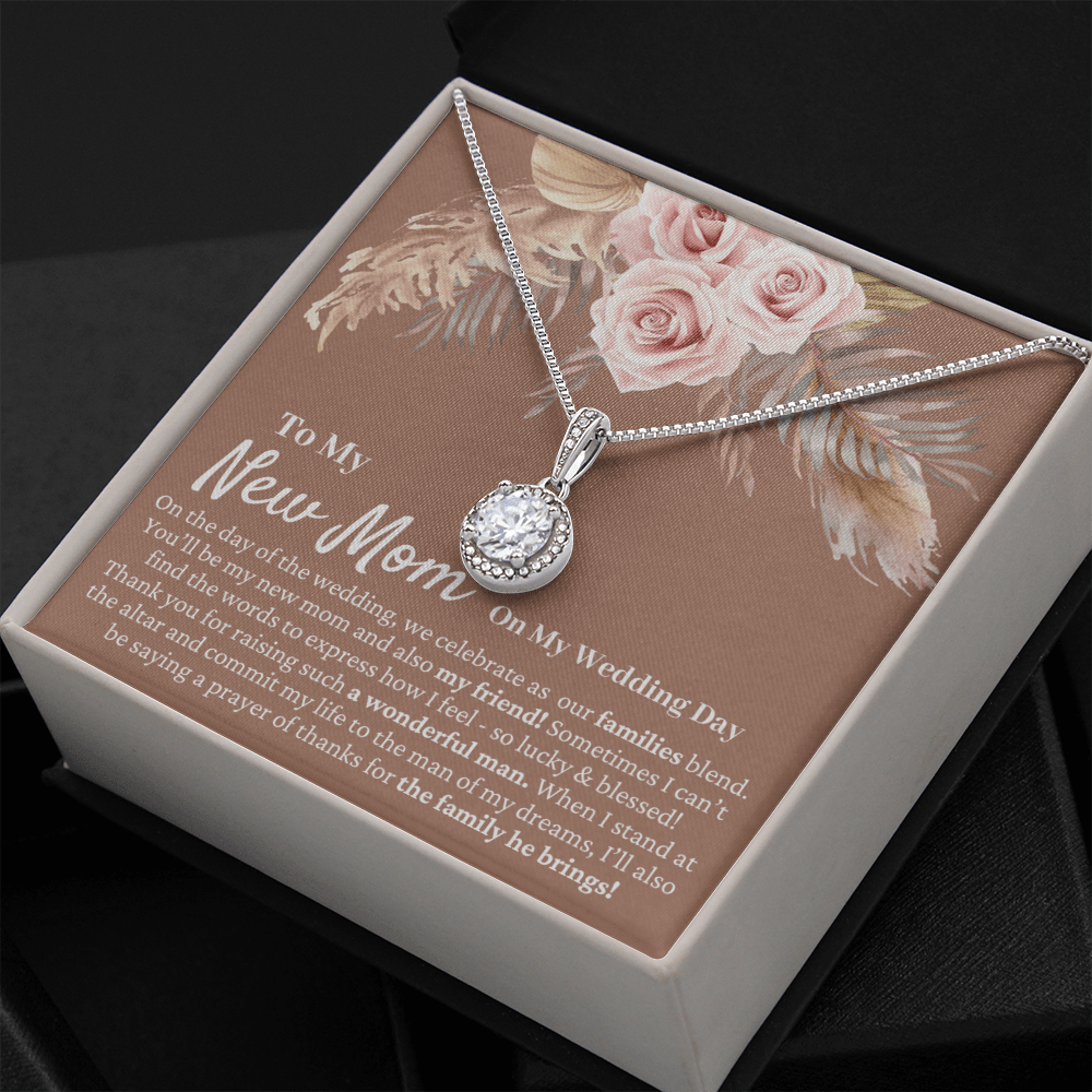 Mother in Law Wedding Gift from Bride - Mother of the Groom Necklace, Sentimental Future MIL, Pampas Grass & Desert Rose