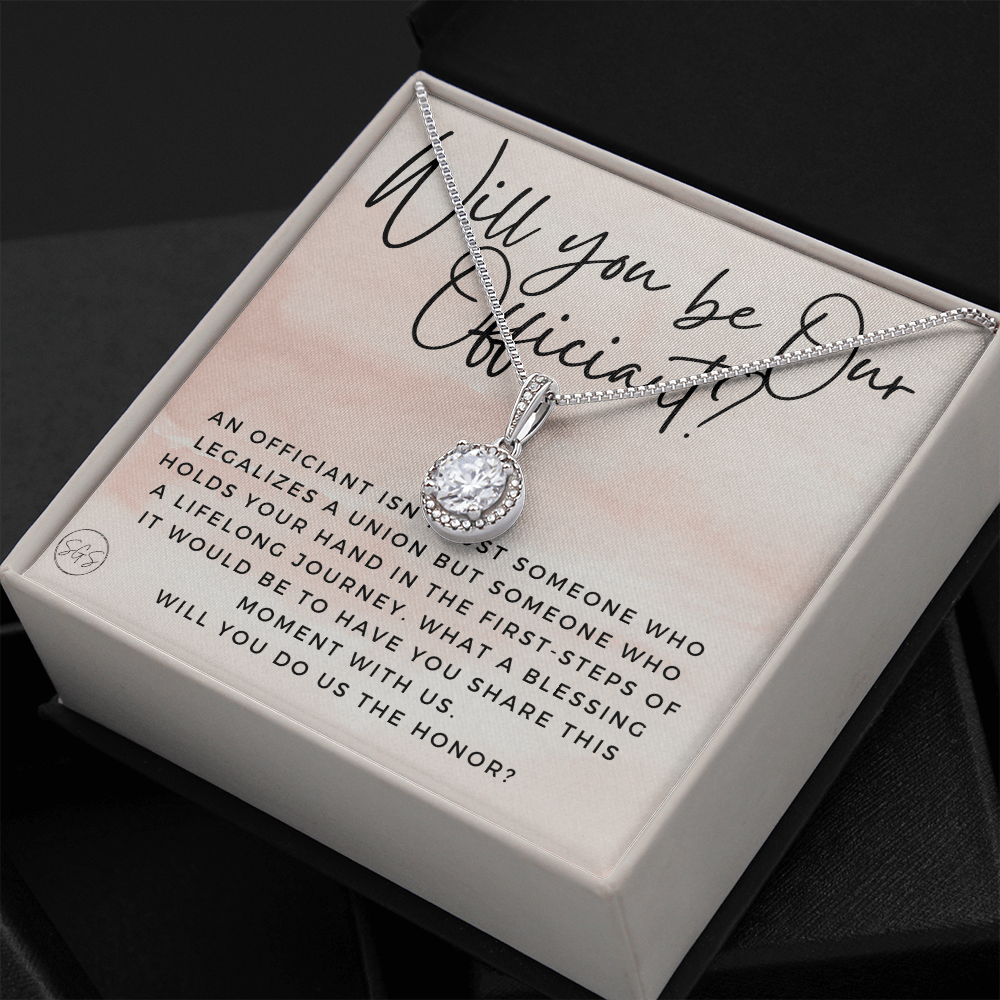 Wedding Officiant Proposal Gift | Will You Marry Us? Will You Be Our Officiant? For Friends, Best Friend Bestie Necklace Bridal Party 0817bE