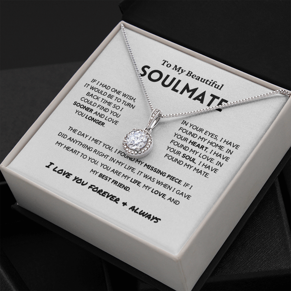 Soulmate - Missing Piece - Eternal Hope Necklace | Romantic Gift for Wife, Fiancé, Girlfriend, Valentine's Day Present 0201aE