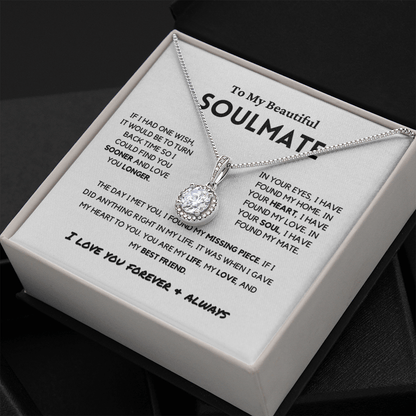 Soulmate - Missing Piece - Eternal Hope Necklace | Romantic Gift for Wife, Fiancé, Girlfriend, Valentine's Day Present 0201aE
