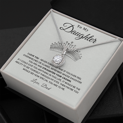 Daughter - Crown - Necklace | Gift for Daughter from Dad, Straighten Your Crown, 21st Birthday Present from Father, High School Graduation