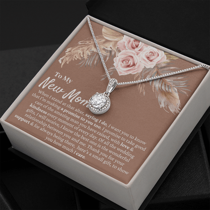 Mother in Law Wedding Gift from Bride - Mother of the Groom Necklace, Sentimental Future Mother-in-Law, Pampas Grass & Desert Rose
