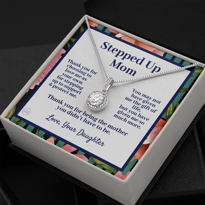 Stepped Up Mom | Mother's Day Gift for Stepmom, Bonus Mom, Stepmother, Grandma, Second Mama, From Step Daughter Son, Birthday, Foster 0317hE