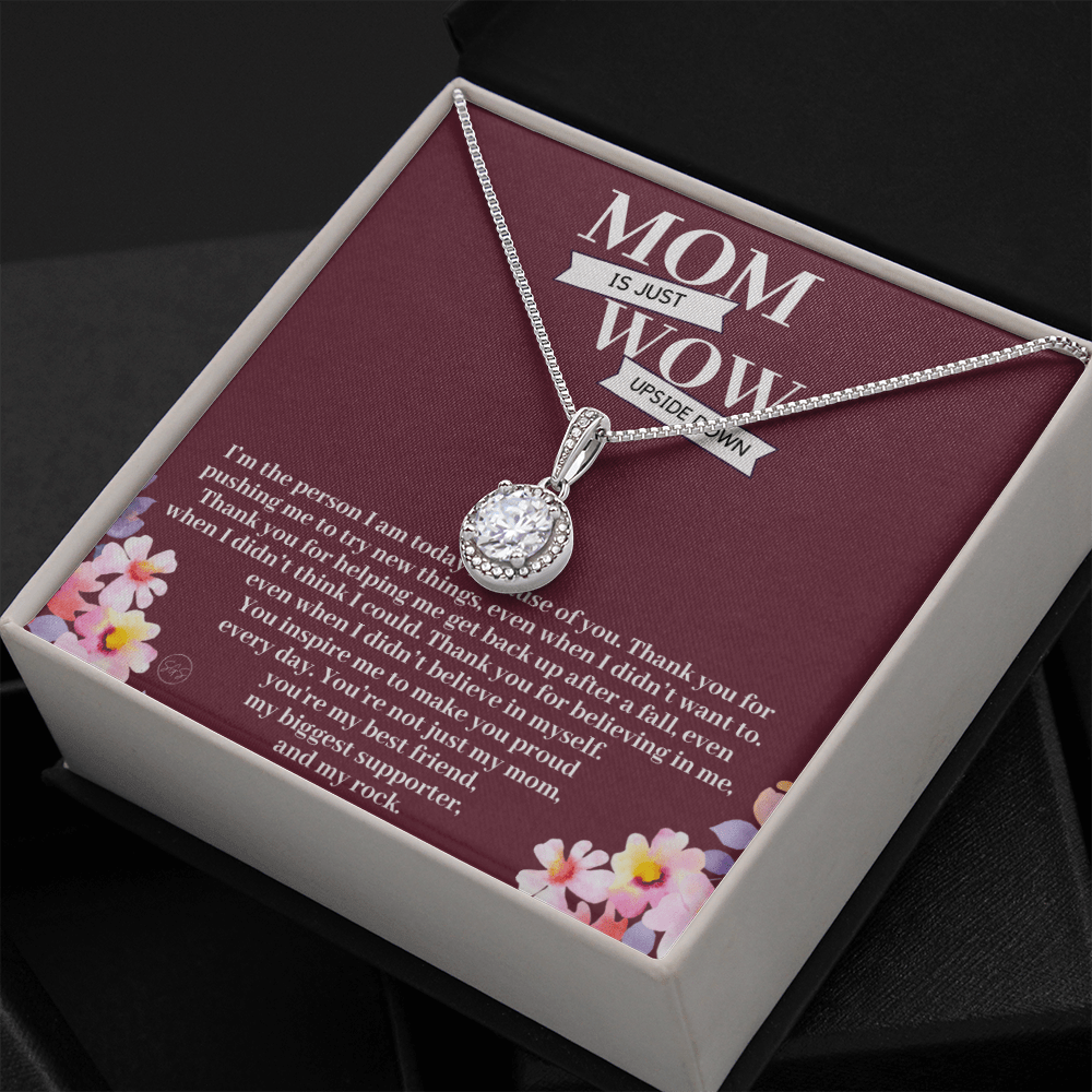 Mom is Just WOW Upside Down - Gift for Mom From Daughter, Mother's Day Gift From Son, You're My Rock, Mom Birthday Eternal Hope Necklace