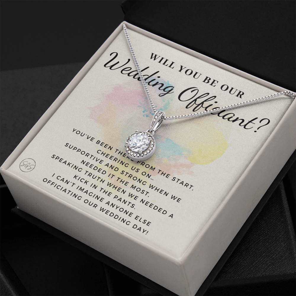 Wedding Officiant Proposal Gift | Will You Marry Us? Will You Be Our Officiant? For Friends, Best Friend Bestie Necklace Bridal Party 0817dE