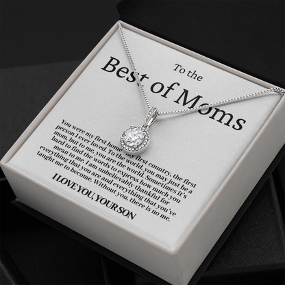 To The Best Of Moms | Without You There Is No Me | Necklace - Gift for Mother's Day From Son, Gift for Mom, You Were My First Country 2E