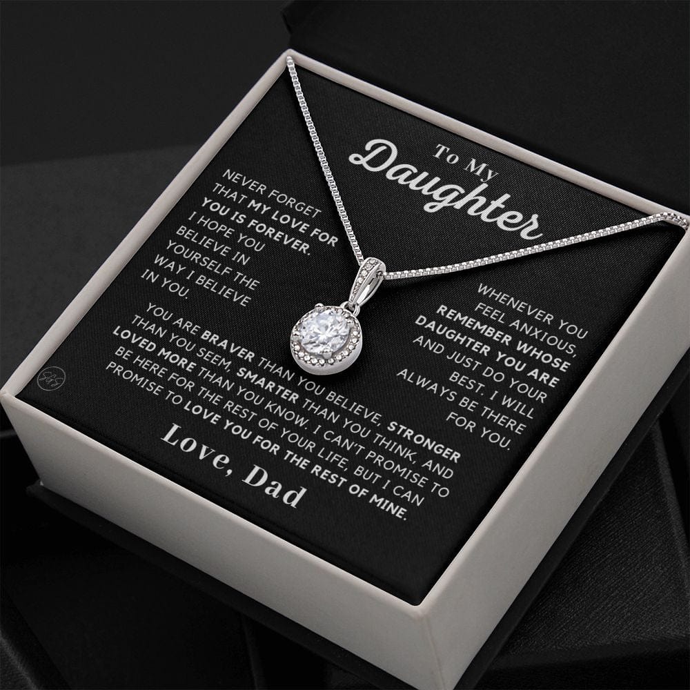 Daughter - Believe In Yourself - Love Knot Necklace | Gift to Daughter from Dad, Daughter Necklace Love Dad, Christmas Birthday Gift for Her