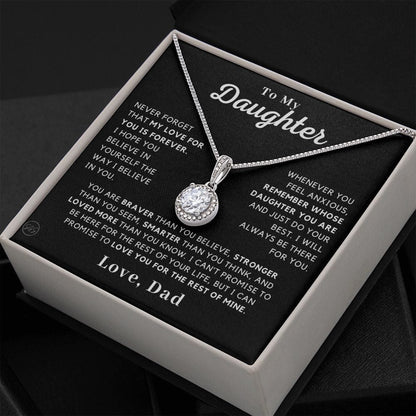 Daughter - Believe In Yourself - Love Knot Necklace | Gift to Daughter from Dad, Daughter Necklace Love Dad, Christmas Birthday Gift for Her