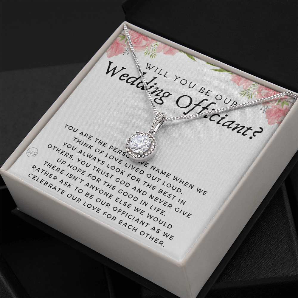 Wedding Officiant Proposal Gift | Will You Marry Us? Will You Be Our Officiant? For Friends, Best Friend Bestie Necklace Bridal Party 0817fE