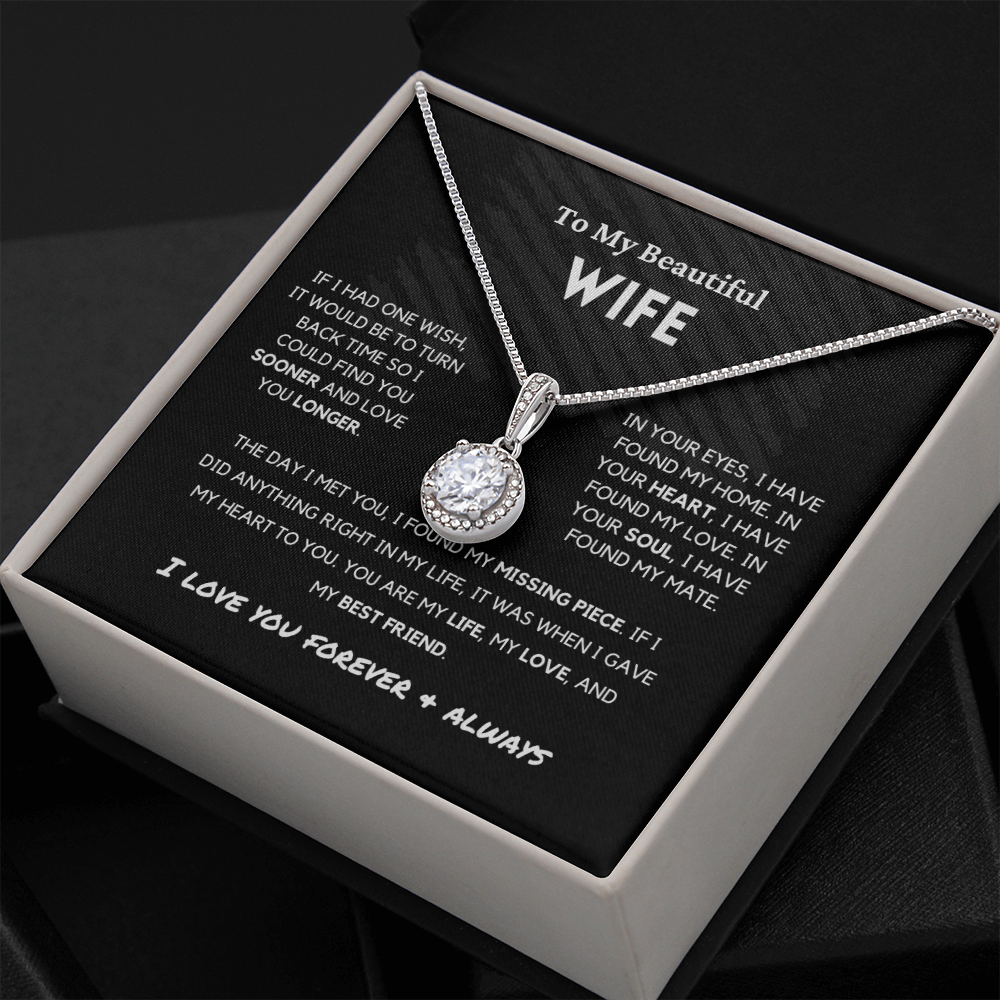 Soulmate - Missing Piece - Eternal Hope Necklace | Romantic Gift for Wife, Fiancé, Girlfriend, Valentine's Day Present 0201cE