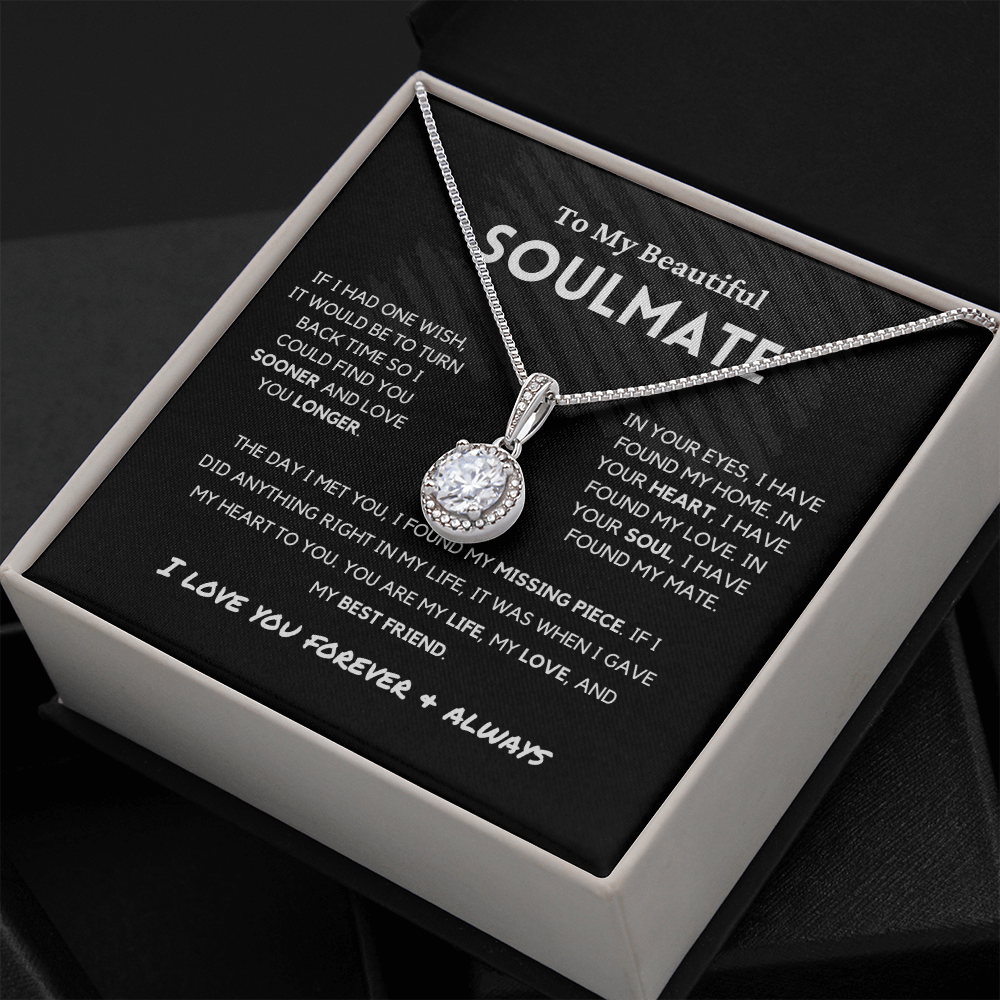 Soulmate - Missing Piece - Eternal Hope Necklace | Romantic Gift for Wife, Fiancé, Girlfriend - Anniversary Gift, Valentine's Day Present