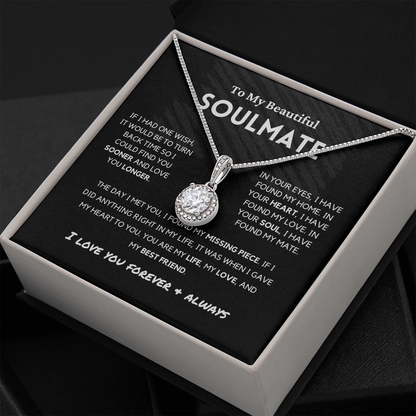 Soulmate - Missing Piece - Eternal Hope Necklace | Romantic Gift for Wife, Fiancé, Girlfriend - Anniversary Gift, Valentine's Day Present