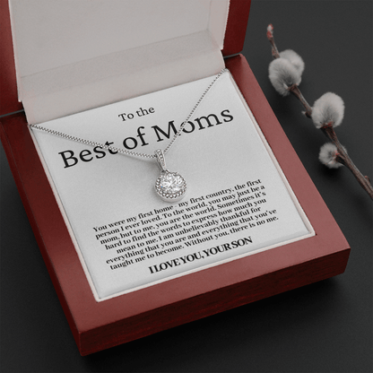 To The Best Of Moms | Without You There Is No Me | Necklace - Gift for Mother's Day From Son, Gift for Mom, You Were My First Country 2E