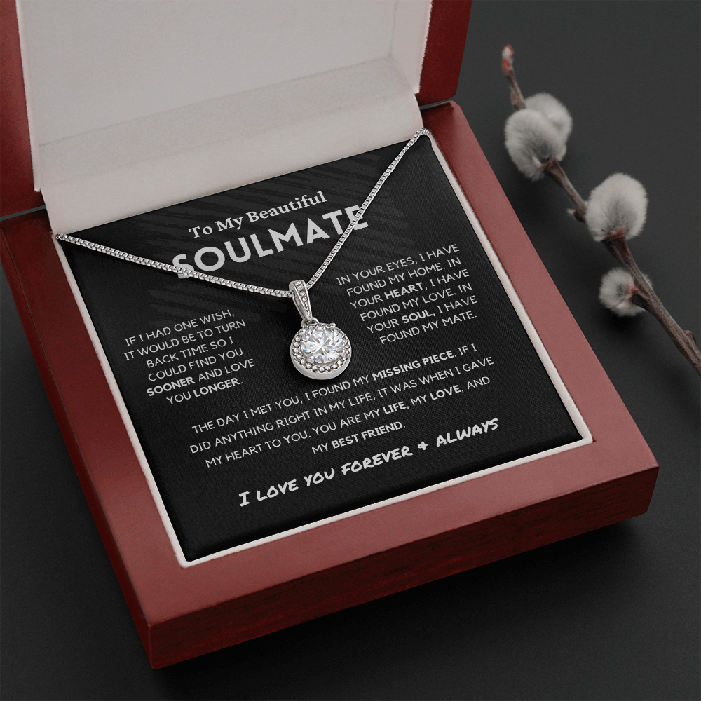 Soulmate - Missing Piece - Eternal Hope Necklace | Romantic Gift for Wife, Fiancé, Girlfriend - Anniversary Gift, Valentine's Day Present