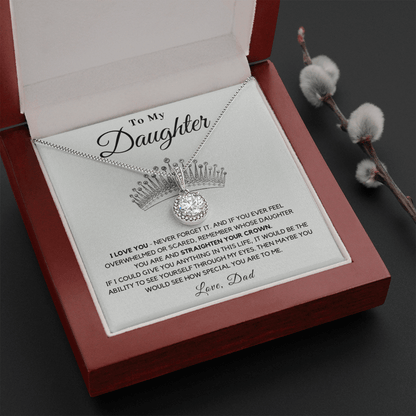 Daughter - Crown - Necklace | Gift for Daughter from Dad, Straighten Your Crown, 21st Birthday Present from Father, High School Graduation