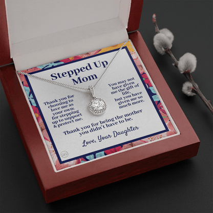 Stepped Up Mom | Mother's Day Gift for Stepmom, Bonus Mom, Stepmother, Grandma, Second Mama, From Step Daughter Son, Birthday, Foster 0317bE