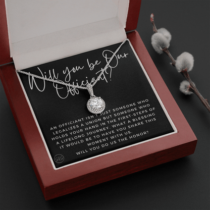 Wedding Officiant Proposal Gift | Will You Marry Us? Will You Be Our Officiant? For Friends, Best Friend Bestie Necklace Bridal Party 0817cE