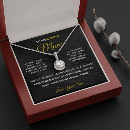 To My Loving Mom - Love Knot Necklace | Gift for Mother's Day From Son, I'll Always Be Your Little Boy, You'll Always Be My Loving Mother 2E