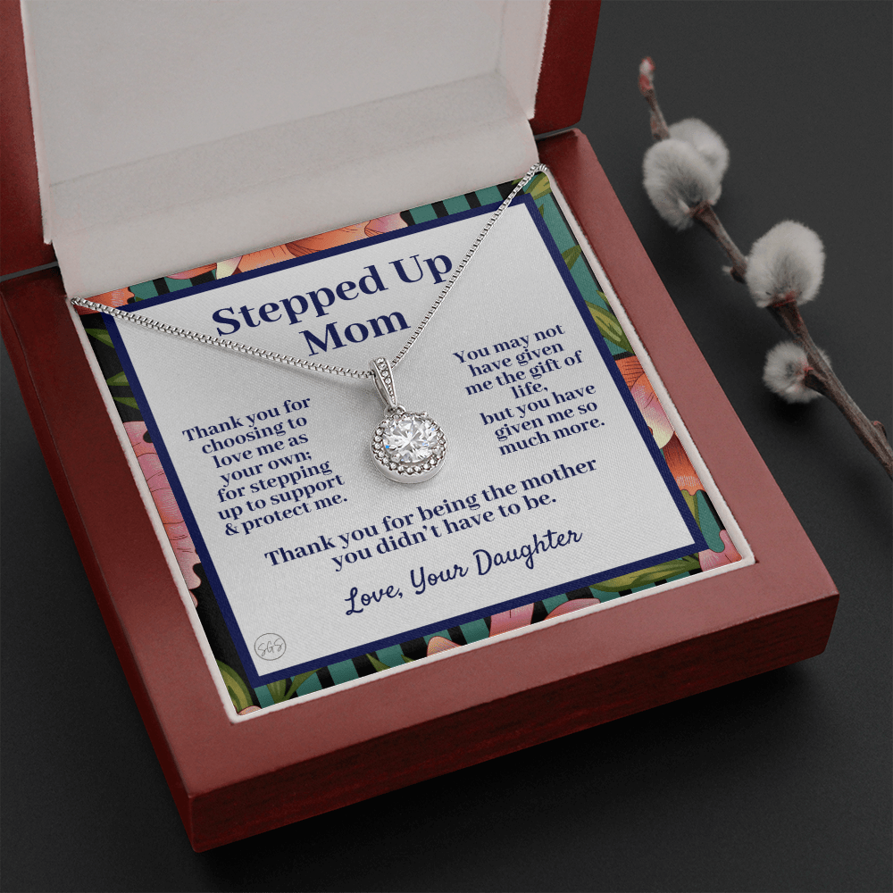 Stepped Up Mom | Mother's Day Gift for Stepmom, Bonus Mom, Stepmother, Grandma, Second Mama, From Step Daughter Son, Birthday, Foster 0317hE