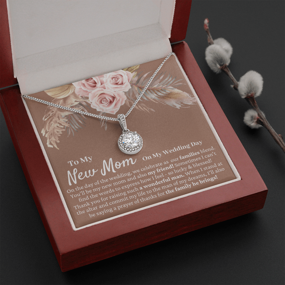 Mother in Law Wedding Gift from Bride - Mother of the Groom Necklace, Sentimental Future MIL, Pampas Grass & Desert Rose