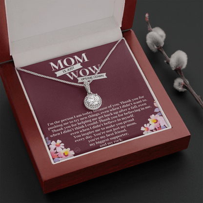 Mom is Just WOW Upside Down - Gift for Mom From Daughter, Mother's Day Gift From Son, You're My Rock, Mom Birthday Eternal Hope Necklace