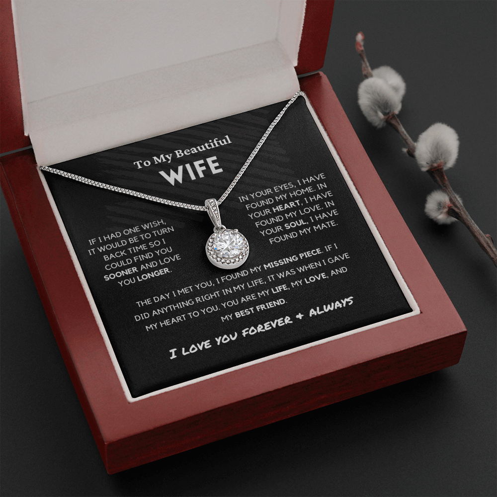 Soulmate - Missing Piece - Eternal Hope Necklace | Romantic Gift for Wife, Fiancé, Girlfriend, Valentine's Day Present 0201cE