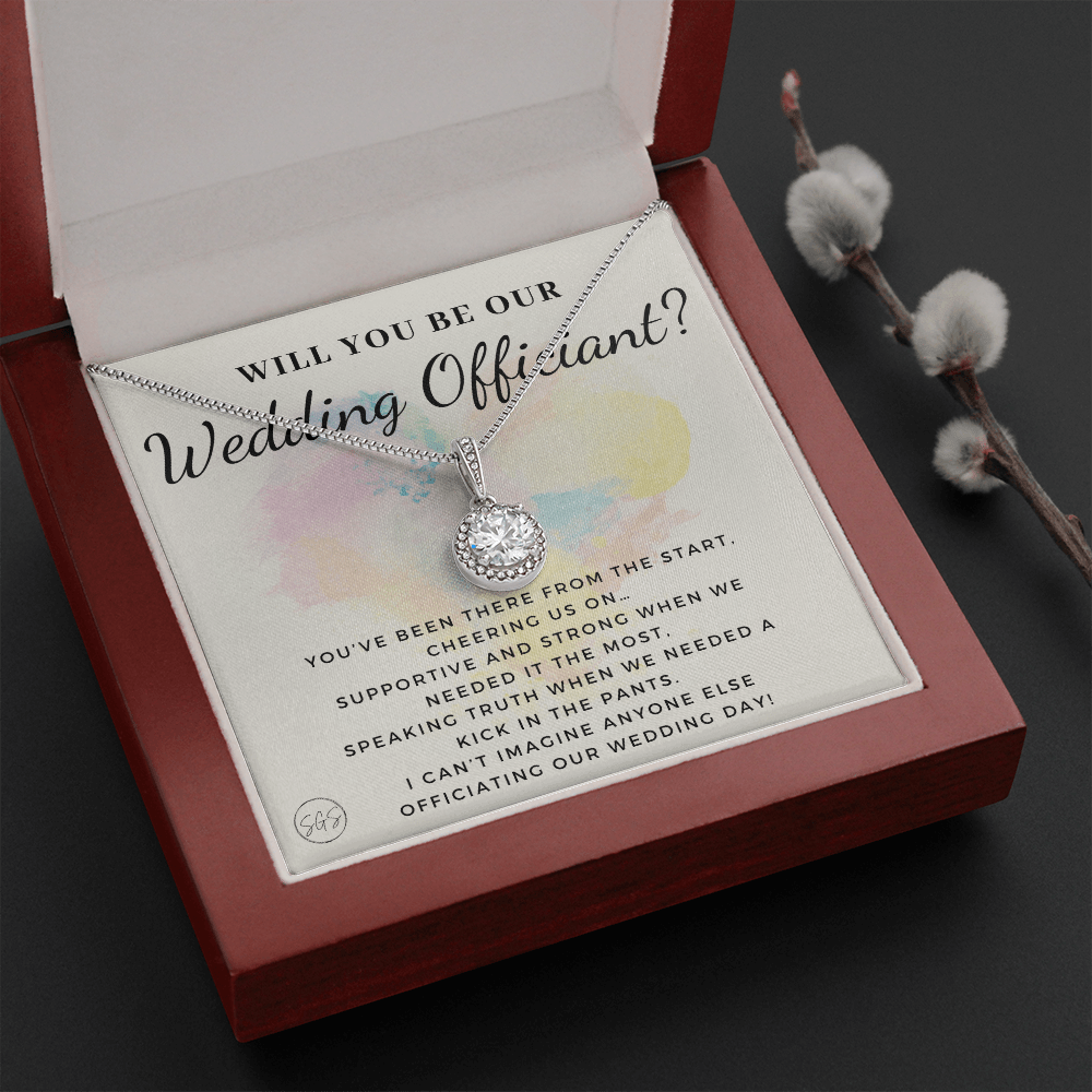 Wedding Officiant Proposal Gift | Will You Marry Us? Will You Be Our Officiant? For Friends, Best Friend Bestie Necklace Bridal Party 0817dE