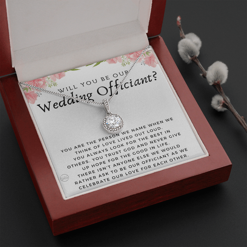 Wedding Officiant Proposal Gift | Will You Marry Us? Will You Be Our Officiant? For Friends, Best Friend Bestie Necklace Bridal Party 0817fE