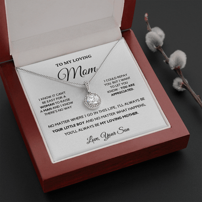 Gift For Mom from Son - I'll Always Be Your Little Boy - Love Knot Necklace | Gift for Mother's Day From Son, Mom Birthday Present M5E