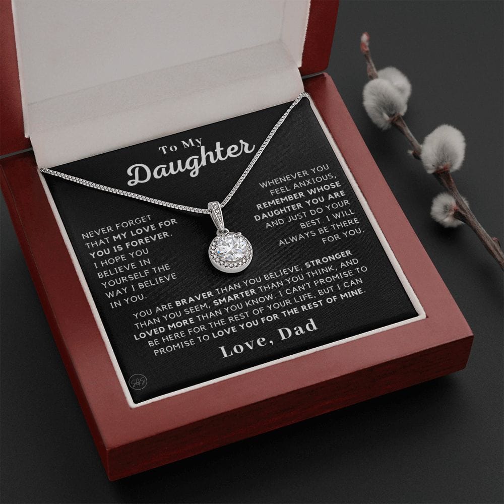Daughter - Believe In Yourself - Love Knot Necklace | Gift to Daughter from Dad, Daughter Necklace Love Dad, Christmas Birthday Gift for Her