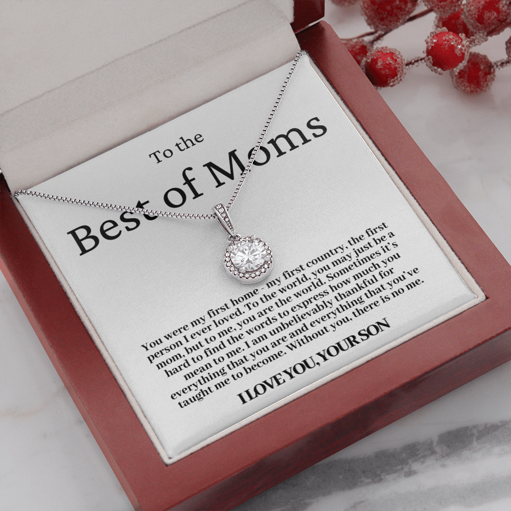 To The Best Of Moms | Without You There Is No Me | Necklace - Gift for Mother's Day From Son, Gift for Mom, You Were My First Country 2E