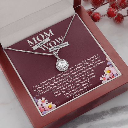 Mom is Just WOW Upside Down - Gift for Mom From Daughter, Mother's Day Gift From Son, You're My Rock, Mom Birthday Eternal Hope Necklace