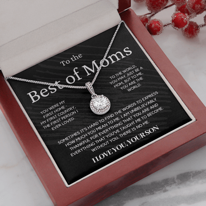 To The Best Of Moms | Without You There Is No Me | Necklace - Gift for Mother's Day From Son, Gift for Mom, You Were My First Country 4E