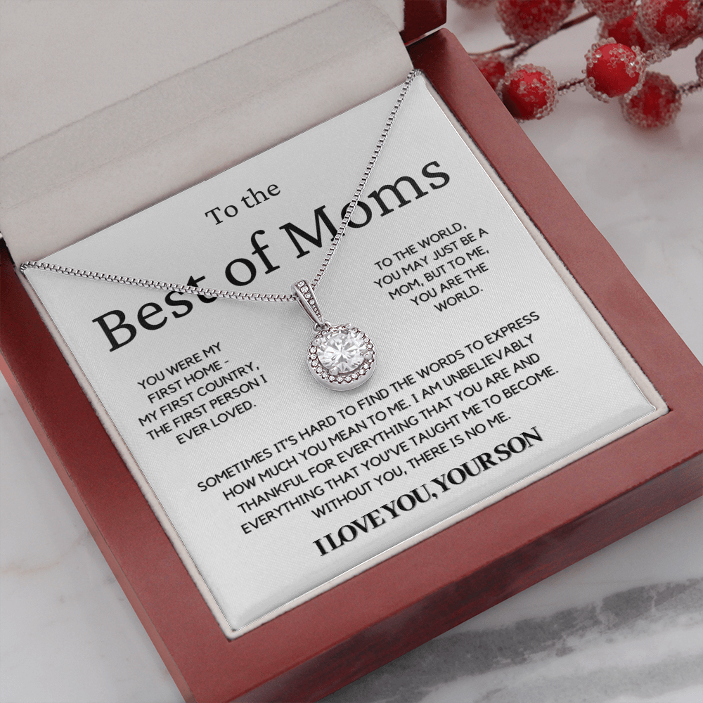 To The Best Of Moms | Without You There Is No Me | Necklace - Gift for Mother's Day From Son, Gift for Mom, You Were My First Country 1E