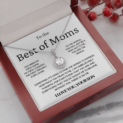 To The Best Of Moms | Without You There Is No Me | Necklace - Gift for Mother's Day From Son, Gift for Mom, You Were My First Country 1E