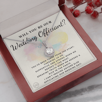 Wedding Officiant Proposal Gift | Will You Marry Us? Will You Be Our Officiant? For Friends, Best Friend Bestie Necklace Bridal Party 0817dE