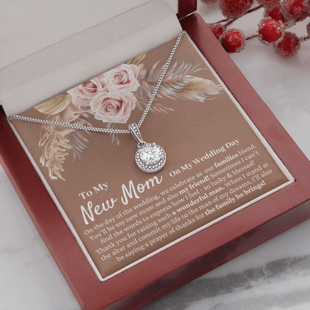 Mother in Law Wedding Gift from Bride - Mother of the Groom Necklace, Sentimental Future MIL, Pampas Grass & Desert Rose
