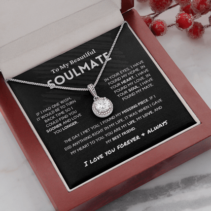 Soulmate - Missing Piece - Eternal Hope Necklace | Romantic Gift for Wife, Fiancé, Girlfriend - Anniversary Gift, Valentine's Day Present