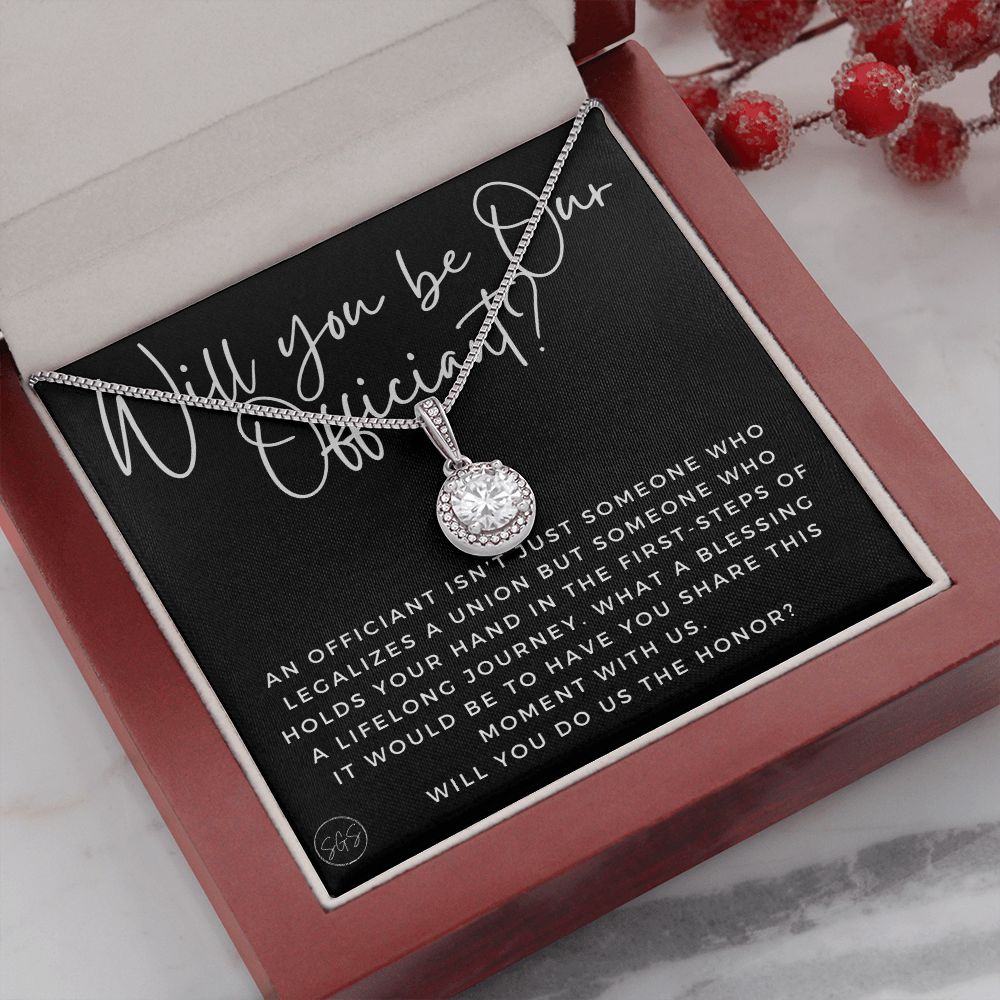 Wedding Officiant Proposal Gift | Will You Marry Us? Will You Be Our Officiant? For Friends, Best Friend Bestie Necklace Bridal Party 0817cE