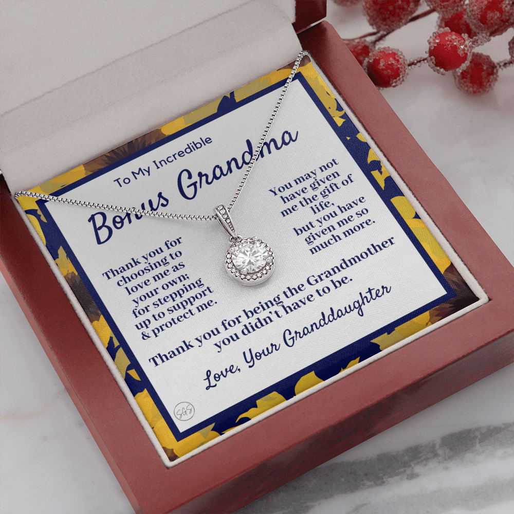 Stepped Up Grandma | Mother's Day Gift for Bonus Grandmother, Grand Mother, From Granddaughter, Second Mama, Foster Grandma Birthday 0419gE