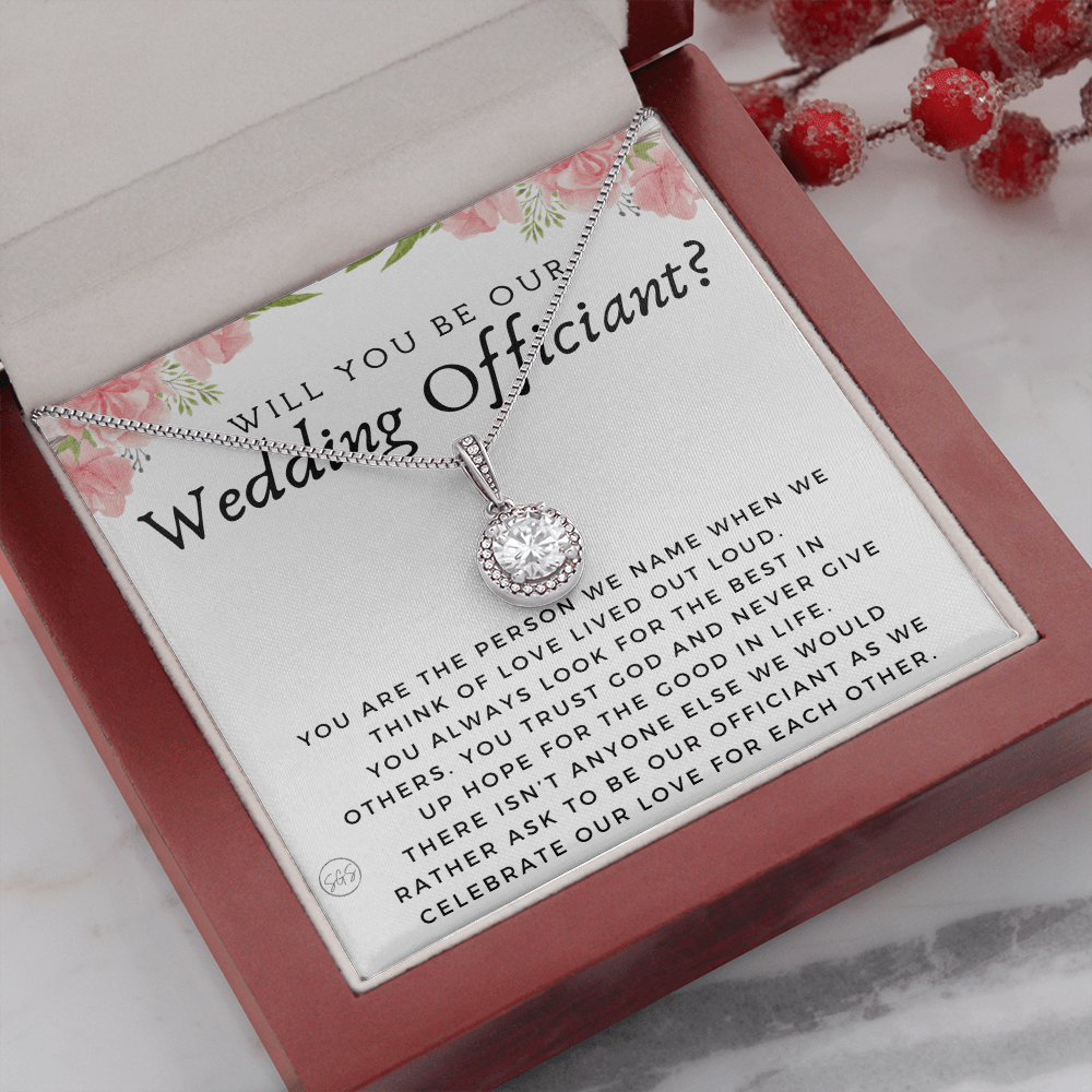 Wedding Officiant Proposal Gift | Will You Marry Us? Will You Be Our Officiant? For Friends, Best Friend Bestie Necklace Bridal Party 0817fE