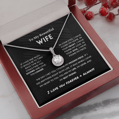 Soulmate - Missing Piece - Eternal Hope Necklace | Romantic Gift for Wife, Fiancé, Girlfriend, Valentine's Day Present 0201cE