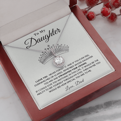 Daughter - Crown - Necklace | Gift for Daughter from Dad, Straighten Your Crown, 21st Birthday Present from Father, High School Graduation